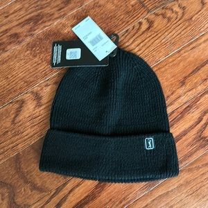 NWT PGA Tour Black knit Logo Beanie Hat Toboggan Golf unisex Caviar